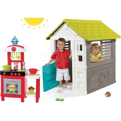 Smoby Set domček Jolie modrý s 3 oknami a 2 žalúziami +kuchynka Chef Pro Cook s pultom a doplnkami SM810708-8