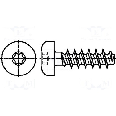 BOSSARD 3216014 Vrut; pro plasty; 3x7; Hlava: válcová; Torx®; TX10; ocel; zinek