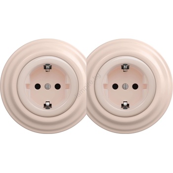 Kliklap - Двойна ретро домашна контактна розетка с рамка SCHUKO 230V/16A, старорозова (KA0120C)