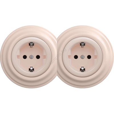 Kliklap - Двойна ретро домашна контактна розетка с рамка SCHUKO 230V/16A, старорозова (KA0120C)