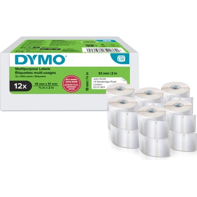 DYMO multifunkčné štítky, biely papier, 51x19mm /12 roliek 2234186