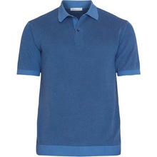 Knowledge Cotton Apparel Linen Polo moonlight blue