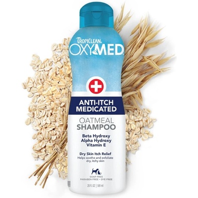 Tropiclean OxyMed Medicated Anti-Itch Shampoo Медицински шампоан за кучета и котки против сърбеж 355ml