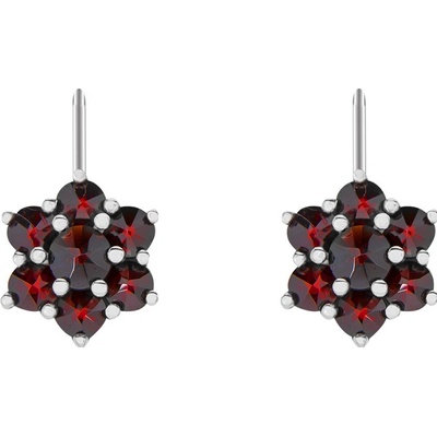 Český granát náušnice stříbrné 130001