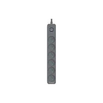 Tracer Power Line+ 1.8 m Graphite Surge Protection Strip (6 sockets)