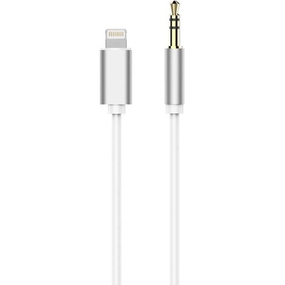 AUX kabel pro iPhone Lightning - 3,5mm jack, stříbrný