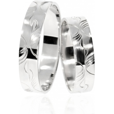 Zlatnictví Helios Snubní prsteny bílé zlato lesklé s rytinou L 24