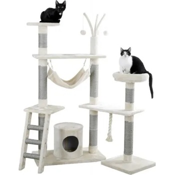 Image 1 of Kerbl Катерушка за котка Kerbl Creativ - бяло, бежово, шест нива, хралупи, стълба и хамак - височина 150 см, Германия 81586