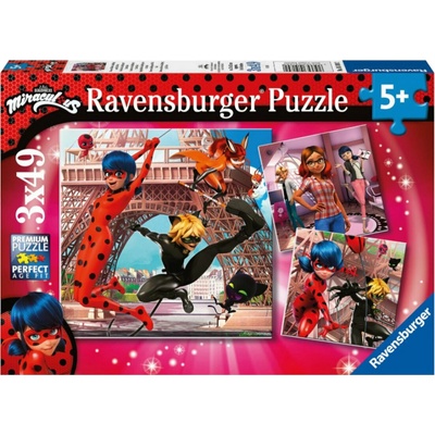RAVENSBURGER Kouzelná Beruška a Černý Kocour 3x49 dílků