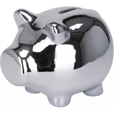 H&S Decoration H&S Decoration Keramická pokladnička Silver Pig 9x11,5x9 cm