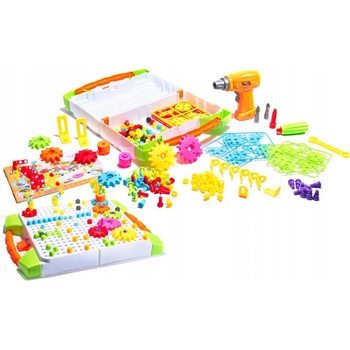 KIK KX7838_4 Mozaika puzzle plastové bloky + skrutkovač 258 ks