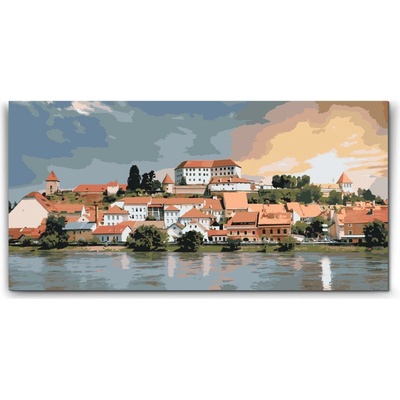Vymalujsisam.sk Maľovanie podľa čísiel Pohľad na mesto Ptuj Slovinsko 40 x 80 cm Bez rámu iba zrolované plátno