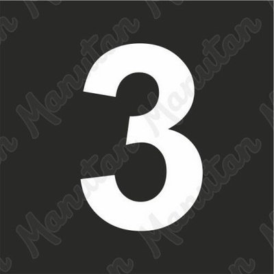 Šablona číslice 3, plast 940 x 940 x 0,5 mm výška číslice 630 mm