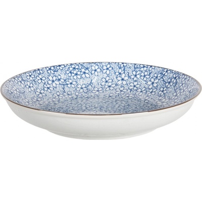 Clayre & Eef Hluboký talíř modré kvítky BlueFlow 20 x 4 cm