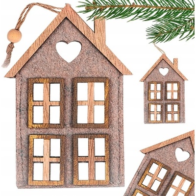 Handy Art Závesná Ozdoba domček z plsti na vianočný stromček vianočná ozdoba 14 cm