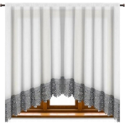 Fliying Hotová záclona Monika s šedo-bílou krajkou 400x175 cm