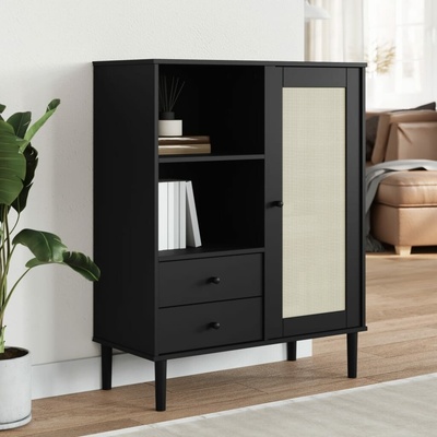 vidaXL 11461.358057 Skříňka SENJA ratanový vzhled černá 90 x 40 x 112 cm borovice