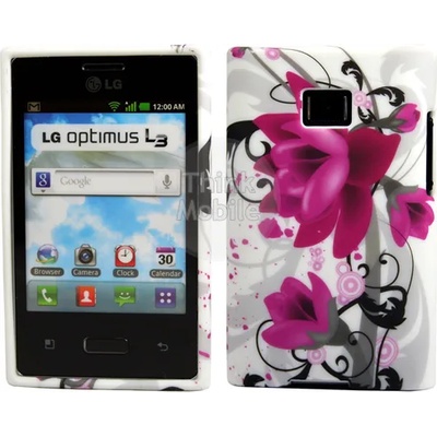 Optimus L3 E400 Purple Flower V5 Силиконов Калъф + Протектор