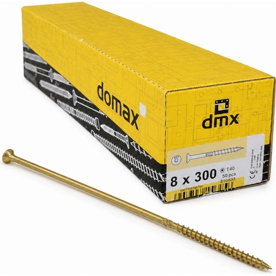 Konštrukčný vrut do dreva 8 × 300 mm, zápustná hlava TX40 – Domax CS