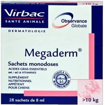 Virbac Megaderm - за здрава кожа и козина, за кучета с тегло над 10 кг. - 28 дози
