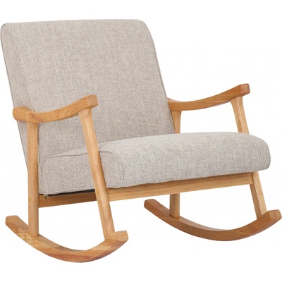 Design-Shop Houpací křeslo židle Morelia látka dřevěné nohy natura Krémová