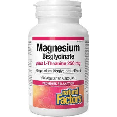 Natural Factors Magnesium Bisglycinate + L-Theanine, 40 mg/250 mg, 90 капсули, Natural Factors (2868 NF)