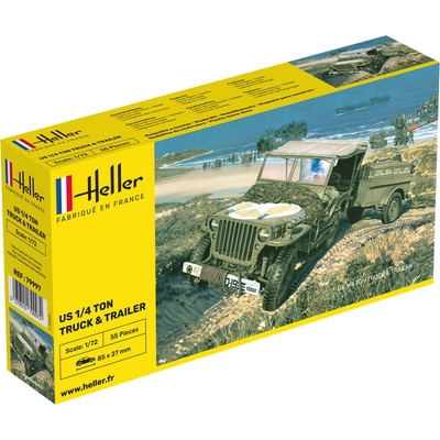 Heller Willys MB Jeep + trailer 1:72