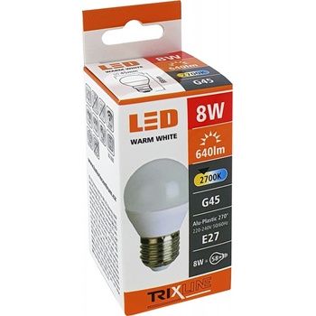 Trixline LED žárovka 8W E27 G45 teplá bílá