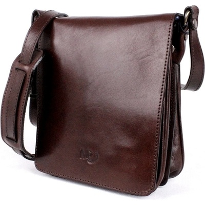 Marta Ponti luxusní kožená hladká tmavěcrossbody taška no. 700 hnědá