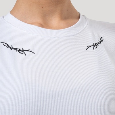 GymBeam Dámske tričko Tribal Ribbed White