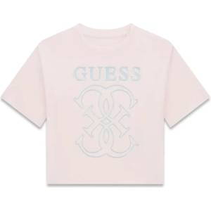 GUESS Розова свободна тениска за момиче със сребристо лого Guess