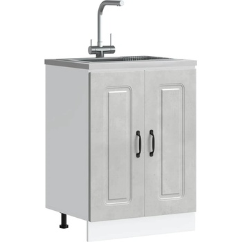 vidaXL Шкаф за мивка, Kalmar, бетонно сив 60x46x81, 5см инженерно дърво (853441)