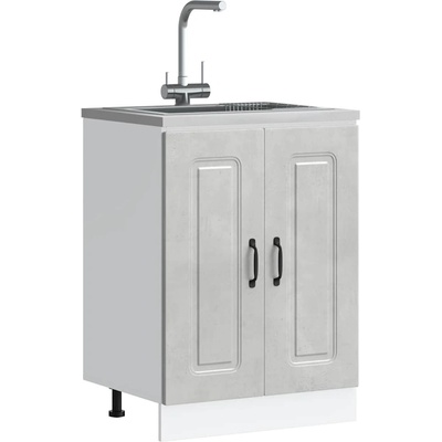 vidaXL Шкаф за мивка, Kalmar, бетонно сив 60x46x81, 5см инженерно дърво (853441)