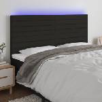 vidaXL LED горна табла за легло, черна, 200x5x118/128 см, плат (3122588)
