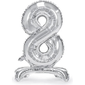 PartyDeco Свободностоящ балон от фолио 8 сребрист 70 см