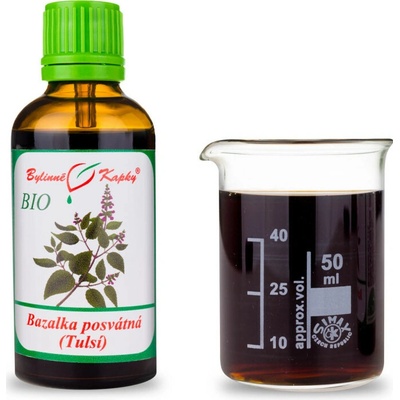 Bylinné kapky Bazalka posvätná tulsí BIO bylinné kvapky tinktúra 50 ml