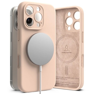 Apple Силиконов калъф кейс Ringke Silicone Magnetic MagSafe, За iPhone 16 Pro, Pink Sand