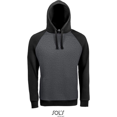 Sol's Seattle Unisex 2-farebná mikina s kapuc. sivá ch. m. čierna