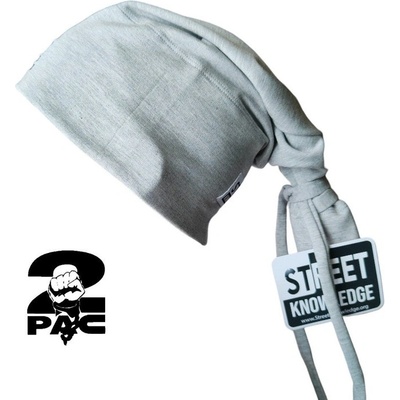 Street Knowledge Бийни шапка в светлосиво с бродерия 2Pac Beanie Street KnowledgeSK-0058 - Светлосив, размер L/XL