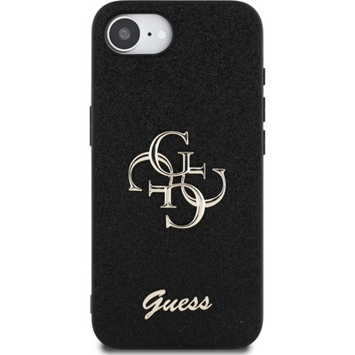 GUESS Гръб Guess за iPhone 16E , PU, Fixed Glitter, 4G Metal Logo, Черен