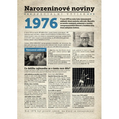 Narozeninové noviny 1976 s vlastní fotografií a textem S textem – Zbozi.Blesk.cz