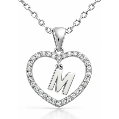 Minet Stříbrný písmeno v srdíčku M se zirkony JMAS900MSN45 – Sleviste.cz