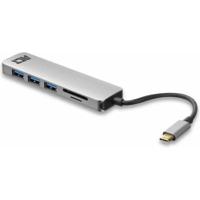 AC7050 USB-C хъб 3.0, 3× USB-A, четец за карти, PD pass-through, алуминиев корпус (AC7050)