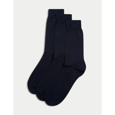 Marks & Spencer Чорапи от чист памук, 3 чифта Marks & Spencer тъмносини Marks & Spencer | Sin | МЪЖЕ | 46-48