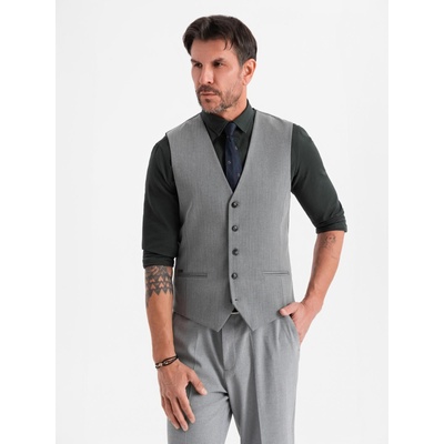 Ombre Clothing Елегантна мъжка светлосива жилетка SLIM FIT Ombre Clothing | Siv | МЪЖЕ | L