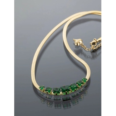 Prosperk Řetízek ocelový zlatý s kameny S3090