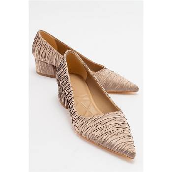 Moda Trend Дамски сатенирани обувки с ток - Бежови #407011 (407011_Бежов)