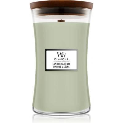 WoodWick Lavender & Cedar ароматна свещ с дървен фитил 610 гр