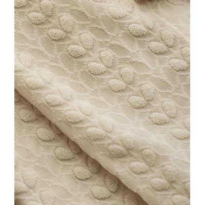 Lněný závěs s okrasným vzorem se zavěšením grommet top - Béžový, 150 x 250 cm