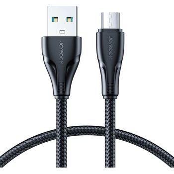 JOYROOM Кабел за бързо зареждане и трансфер на данни Joyroom Surpass Series, USB към micro USB, 2.4A, 0.25m, черен (S-UM018A11) (S-UM018A11B1)